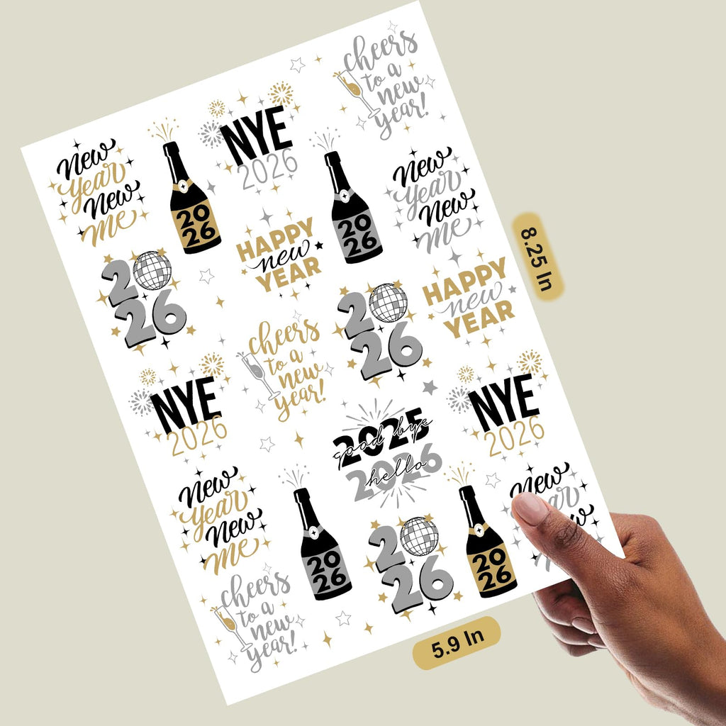 Ovasorve New Years Eve Party Tattoos – 40 Gold & Silver Foil NYE Styles | 2026 Party Favors