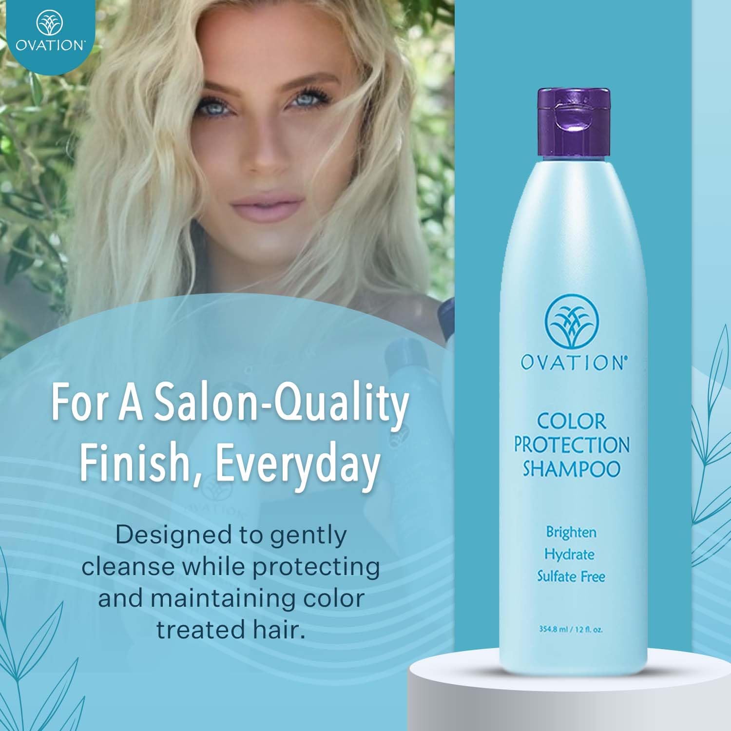 Ovation Color Protection Shampoo - Brightens & Hydrates Color-Treated Hair | 12 oz