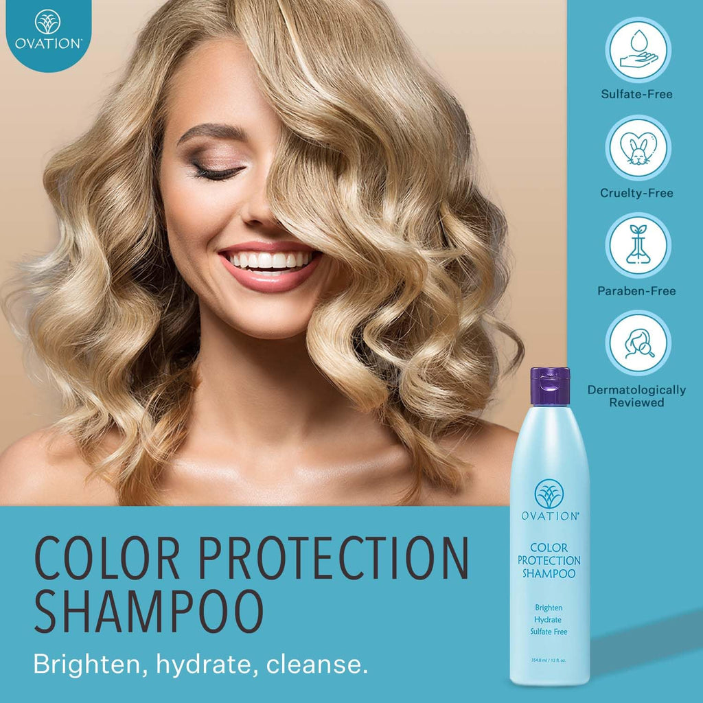 Ovation Color Protection Shampoo - Brightens & Hydrates Color-Treated Hair | 12 oz