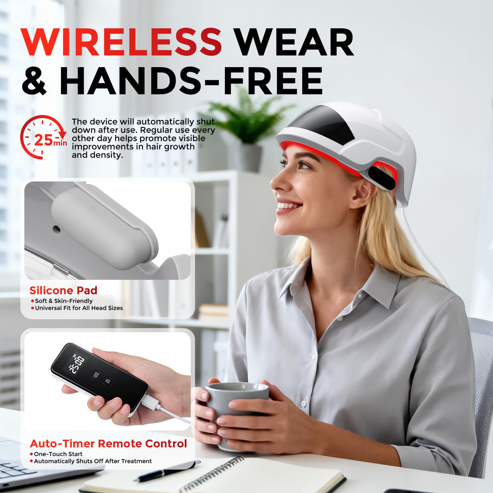 OVEKPA Red Light Therapy Hair Growth Laser Cap | FDA Cleared for At-Home Hair Regrowth