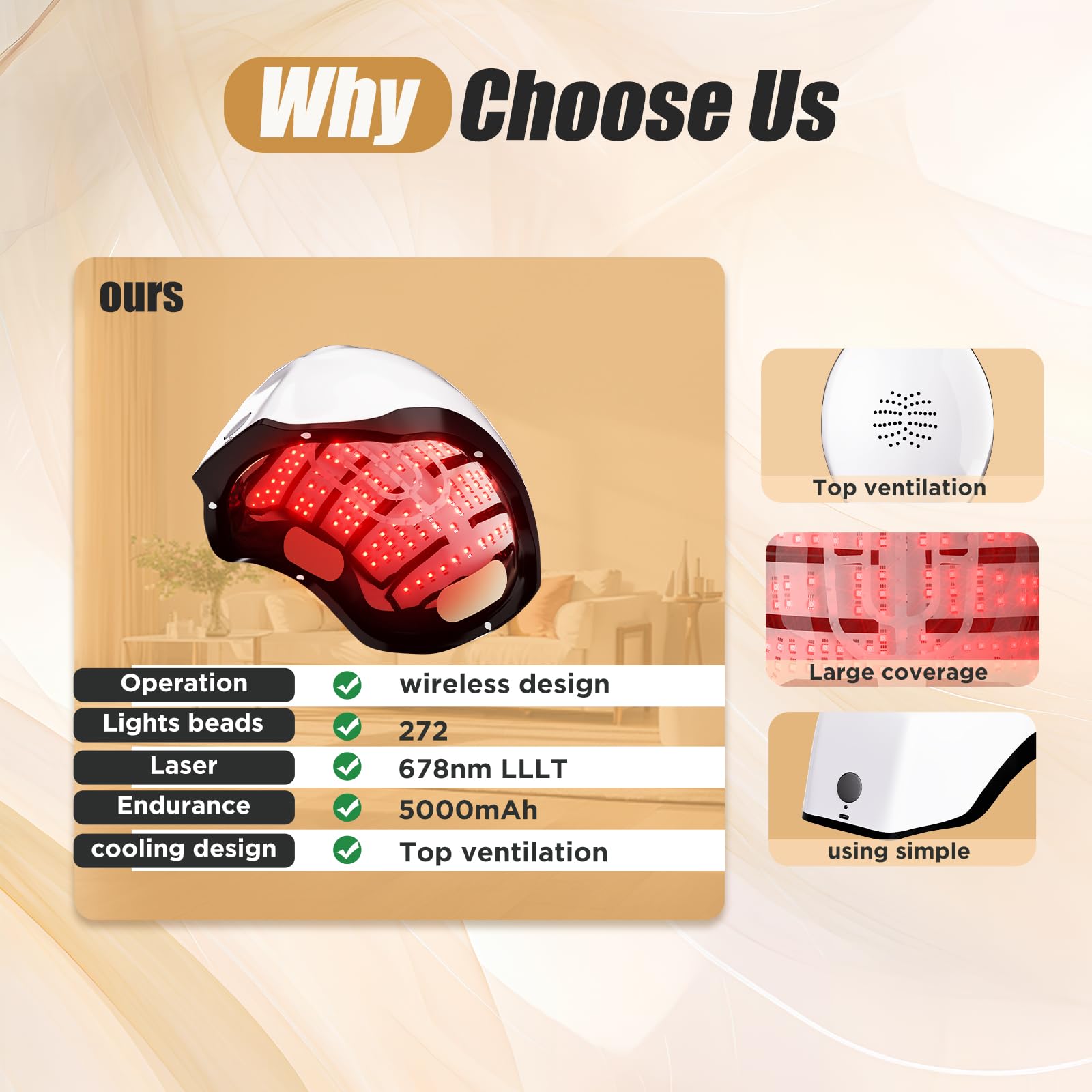 OVEKPA Red Light Therapy Hair Growth Device – FDA Cleared Laser Cap for Hair Regrowth