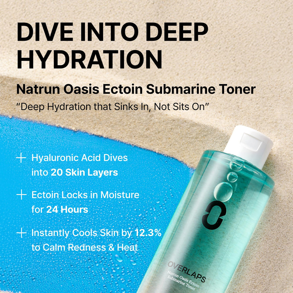 Overlaps Natrun Oasis Ectoin Toner | Alcohol-Free Hydration & Barrier Support, Glass Skin, 8.45 fl oz