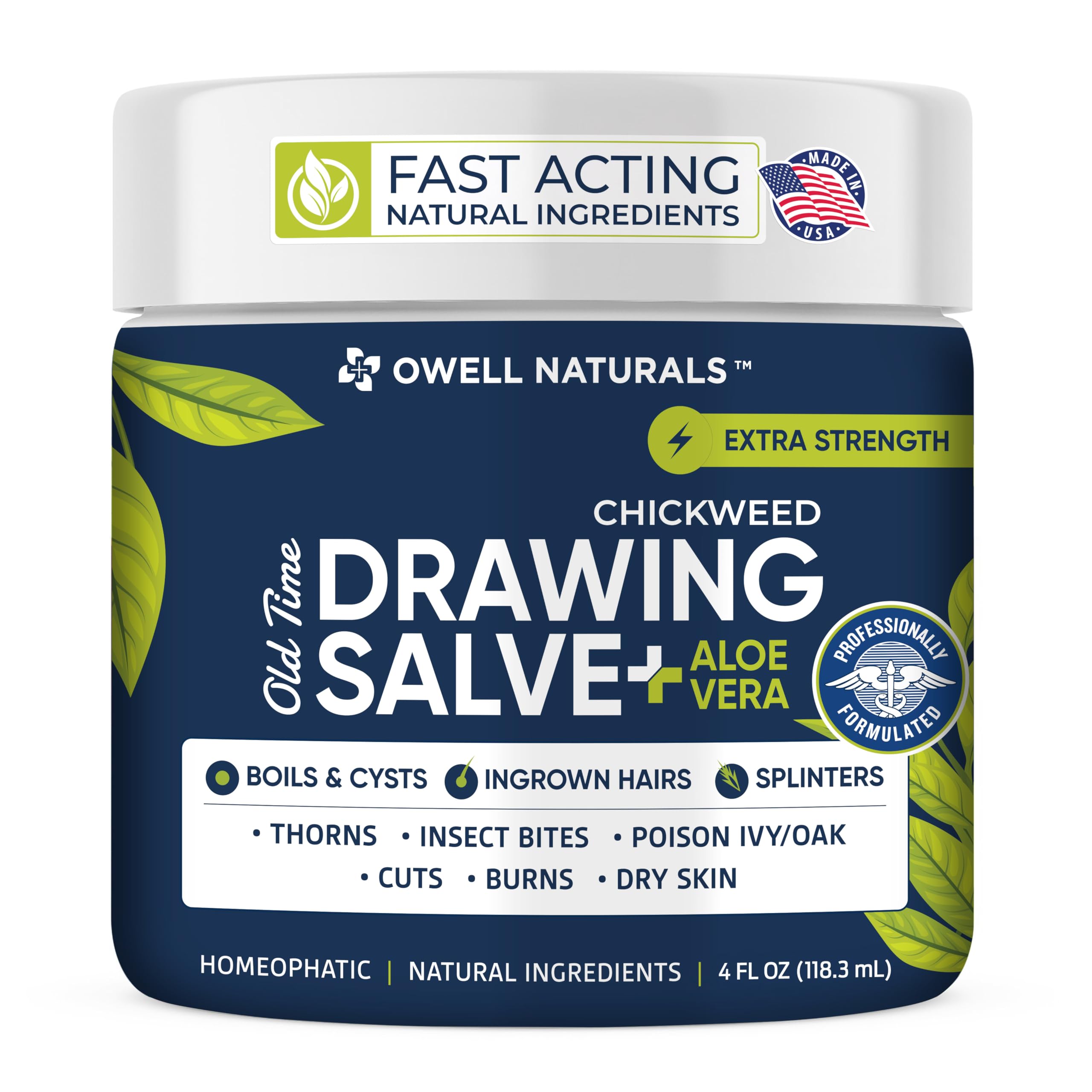 OWELL Naturals Drawing Salve – Fast Acting for Ingrown Hairs, Boils & Splinters | 4 oz