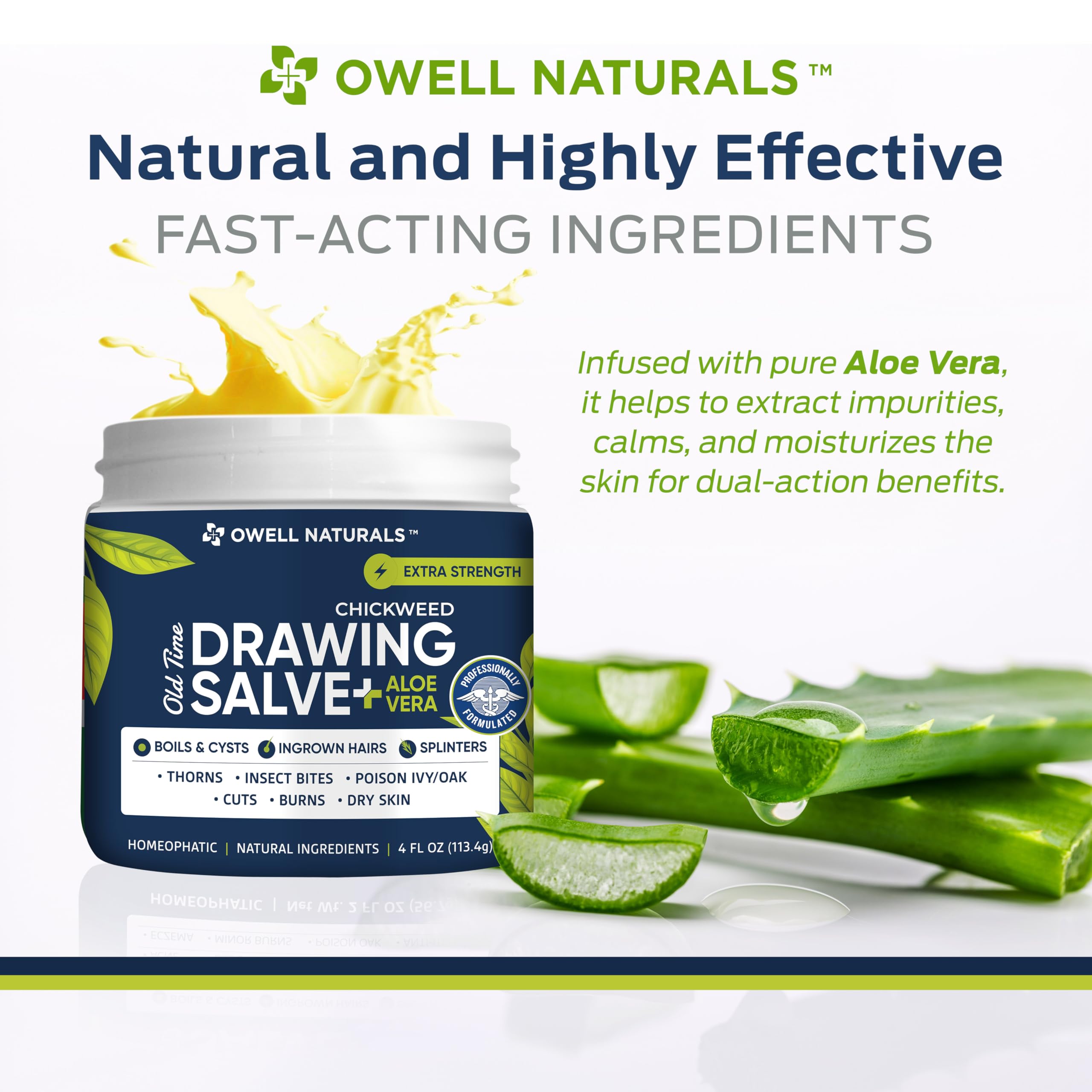 OWELL Naturals Drawing Salve – Fast Acting for Ingrown Hairs, Boils & Splinters | 4 oz