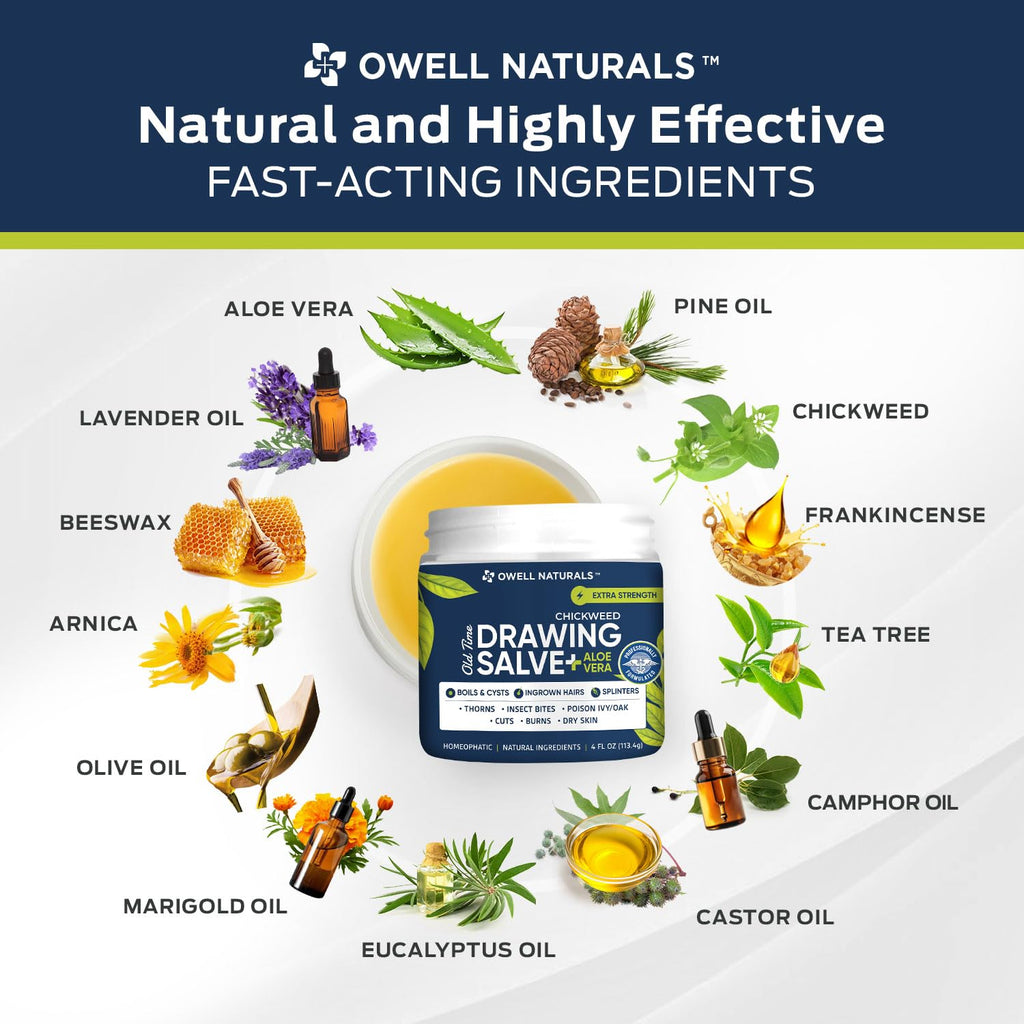 OWELL Naturals Drawing Salve – Fast Acting for Ingrown Hairs, Boils & Splinters | 4 oz