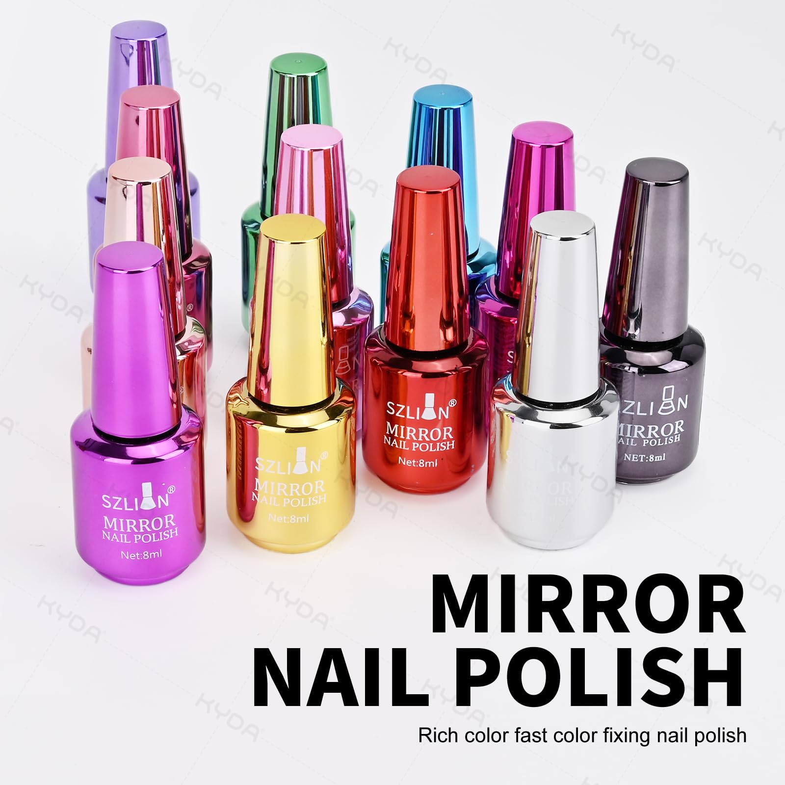 Ownest 12-Color Mirror Nail Polish Set | Long-Lasting Glossy Mirror Finish