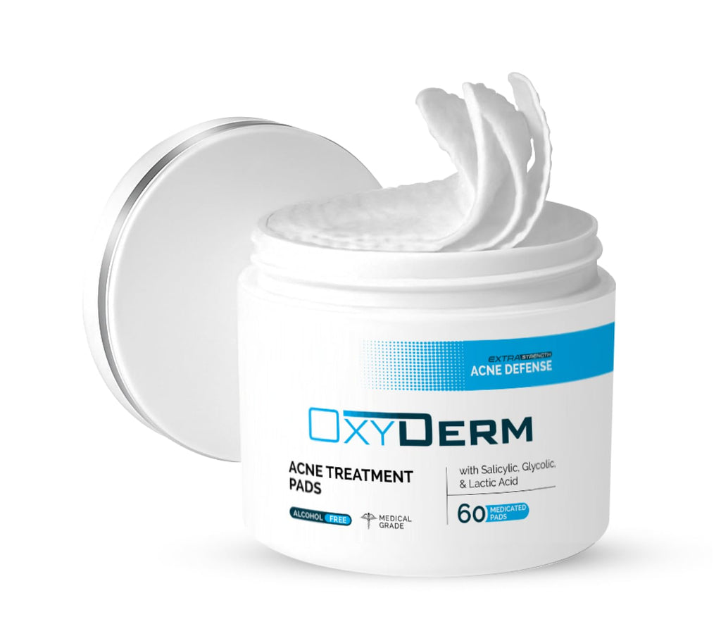 OxyDerm Acne Treatment Pads – Clear Pores, Reduce Blemishes & Breakouts | 60 Count