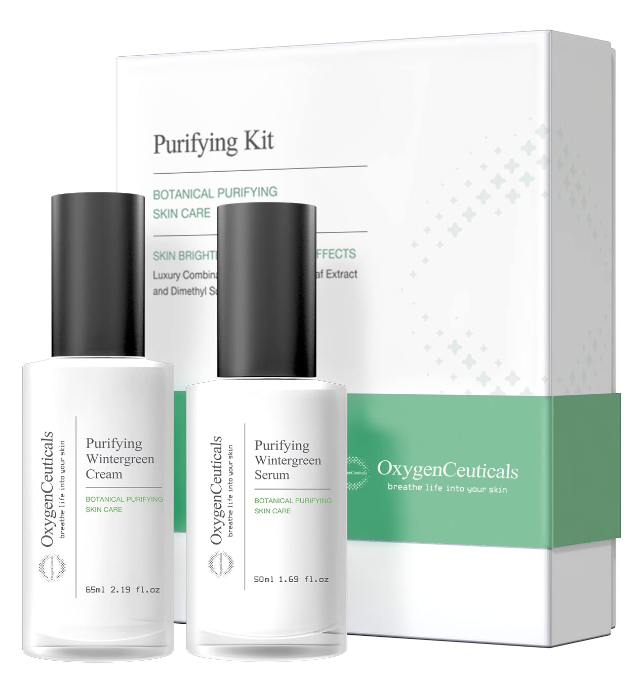 OxygenCeuticals Purifying Kit – Two-Step Acne Treatment Kit, Serum & Moisturizer with Centella & Wintergreen Extract