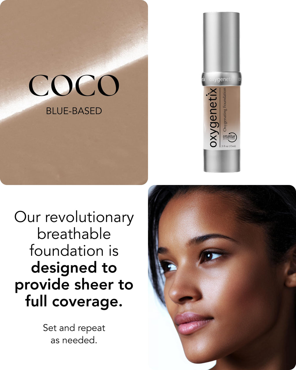 Oxygenetix Oxygenating Foundation Coco | Breathable, Buildable Coverage for Sensitive Skin