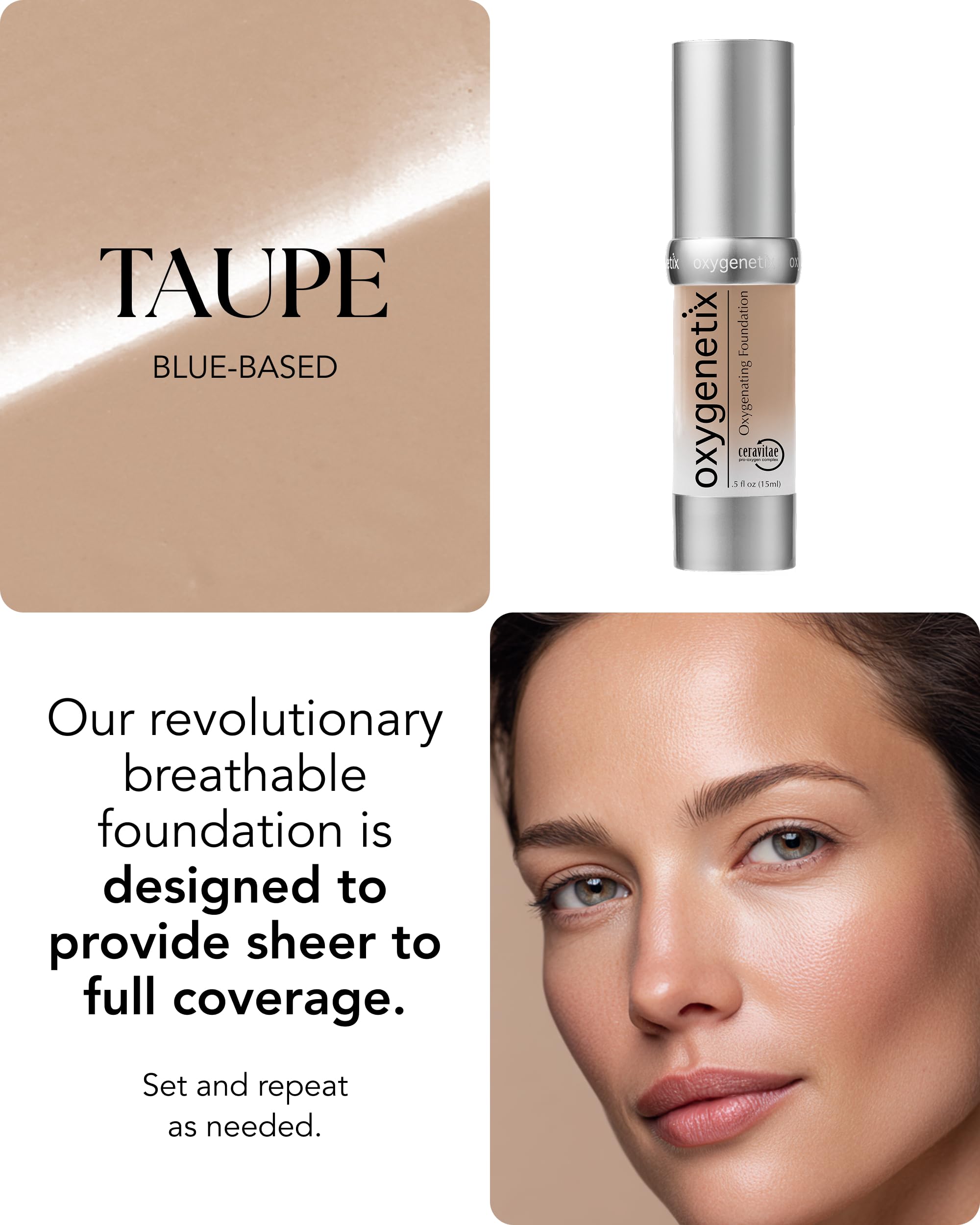 Oxygenetix Oxygenating Foundation – Taupe | Breathable, Buildable Coverage for Sensitive & Post-Treatment Skin