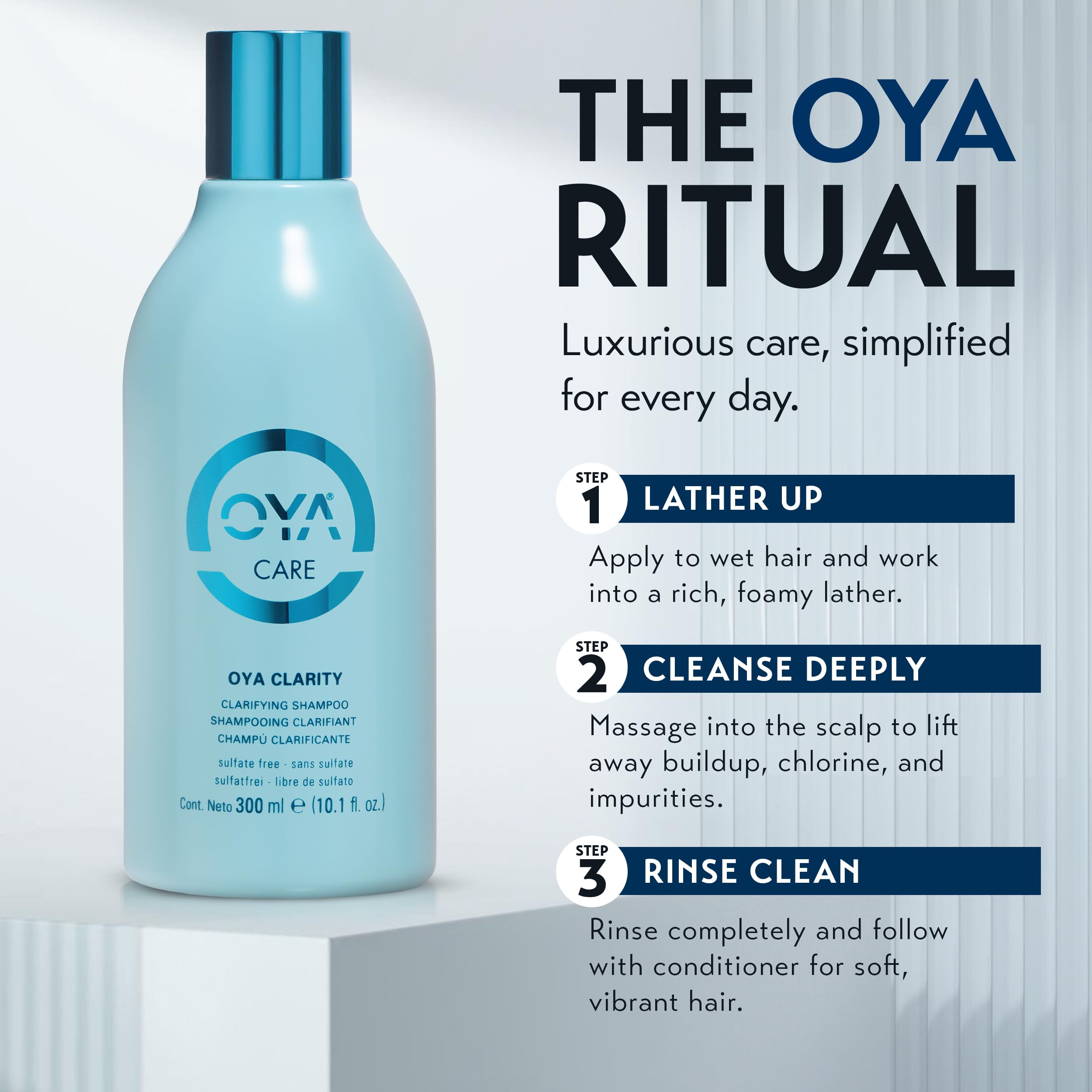 OYA CLARITY Clarifying Shampoo | Sulfate-Free Deep Cleanser for Oily Hair & Scalp | Curly & Color-Treated Friendly | 300ml