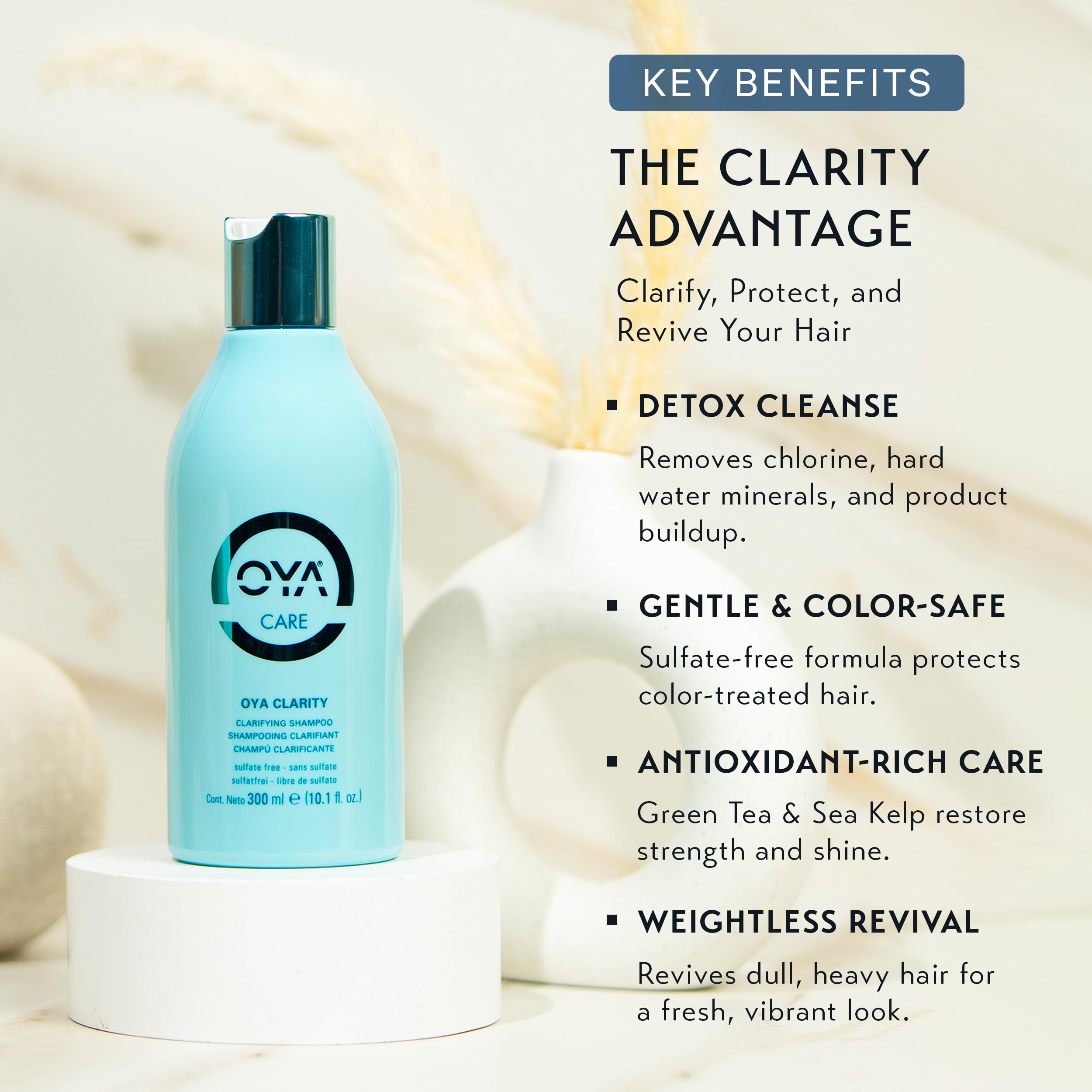 OYA CLARITY Clarifying Shampoo | Sulfate-Free Deep Cleanser for Oily Hair & Scalp | Curly & Color-Treated Friendly | 300ml