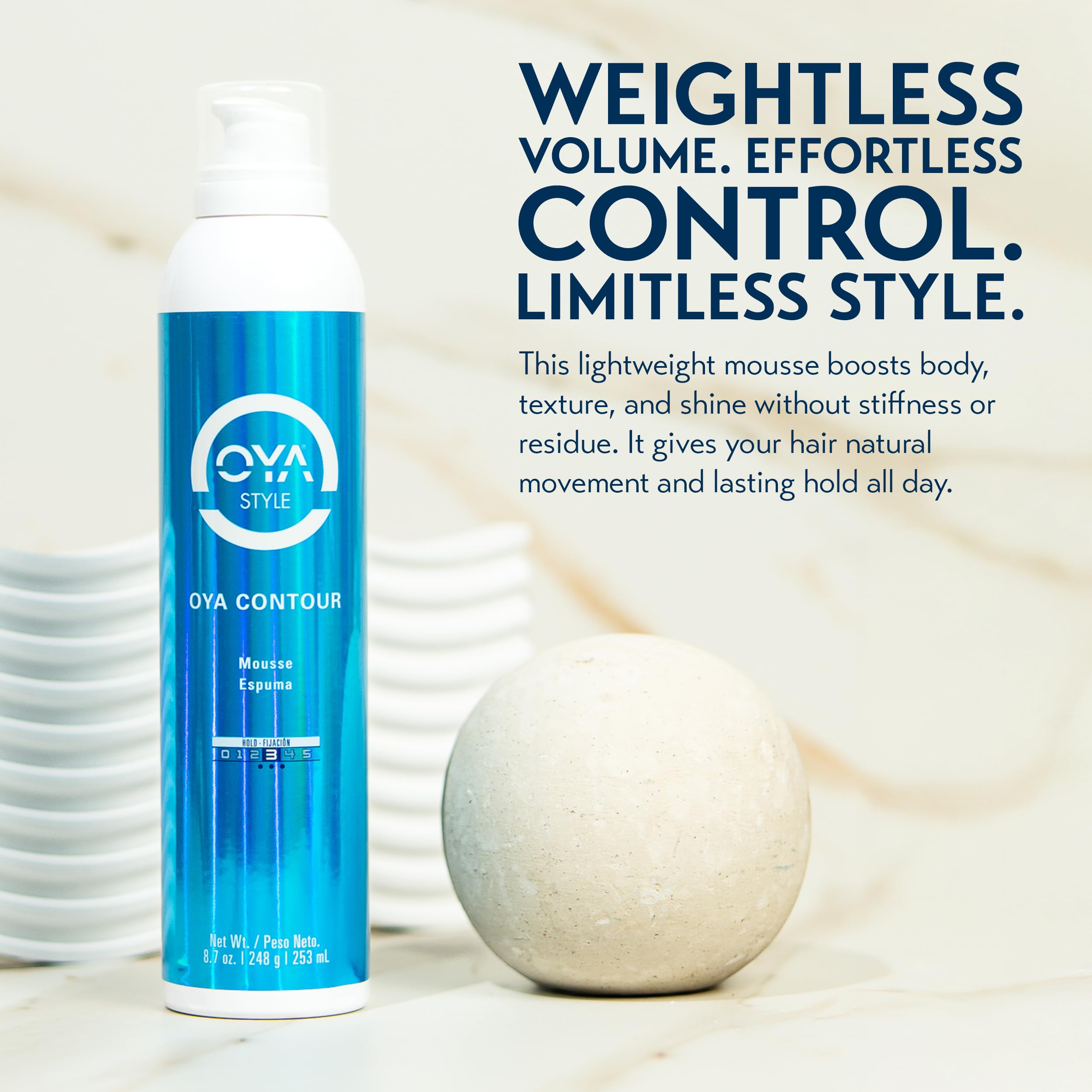 OYA CONTOUR Moisturizing Hair Mousse – Defines Curls, Smooths Frizz, Flexible Hold