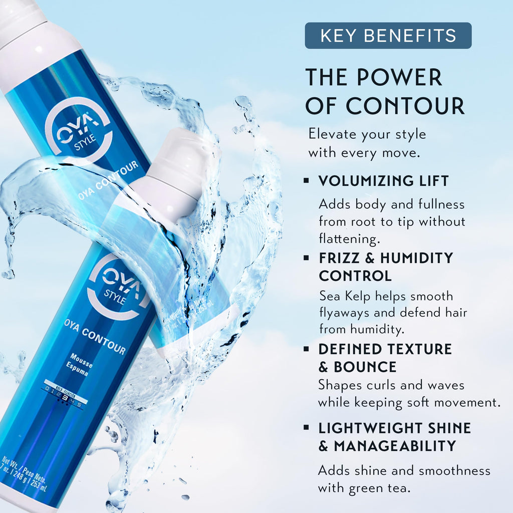 OYA CONTOUR Moisturizing Hair Mousse – Defines Curls, Smooths Frizz, Flexible Hold