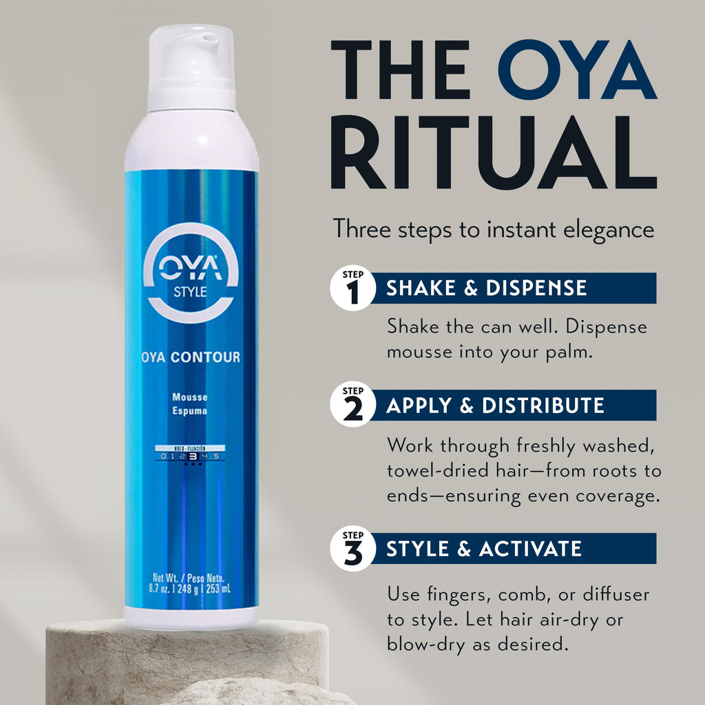 OYA CONTOUR Moisturizing Hair Mousse – Defines Curls, Smooths Frizz, Flexible Hold