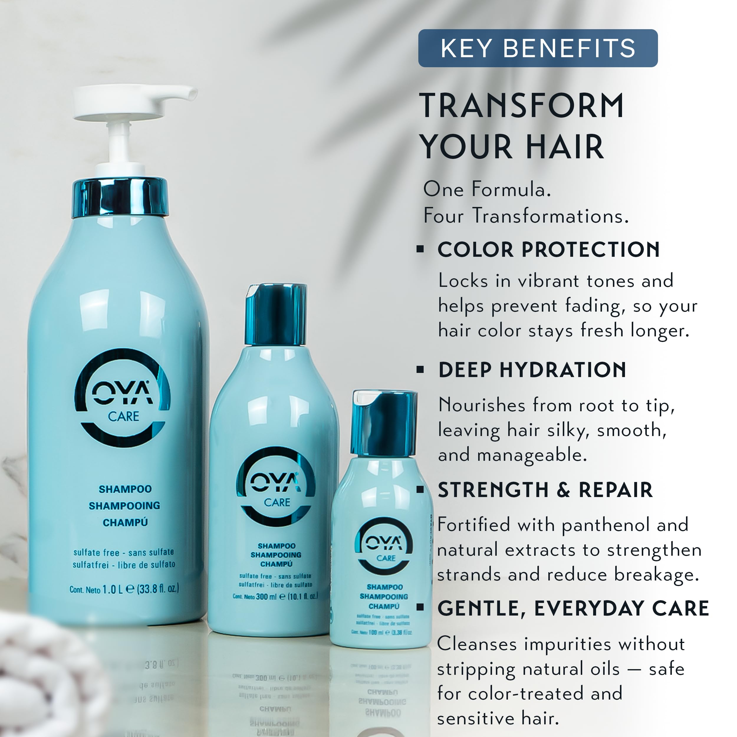 OYA Shampoo - Gentle, Hydrating, Sulfate-Free Color-Protecting Shampoo for Dry, Damaged, and Normal Hair | 300 ml