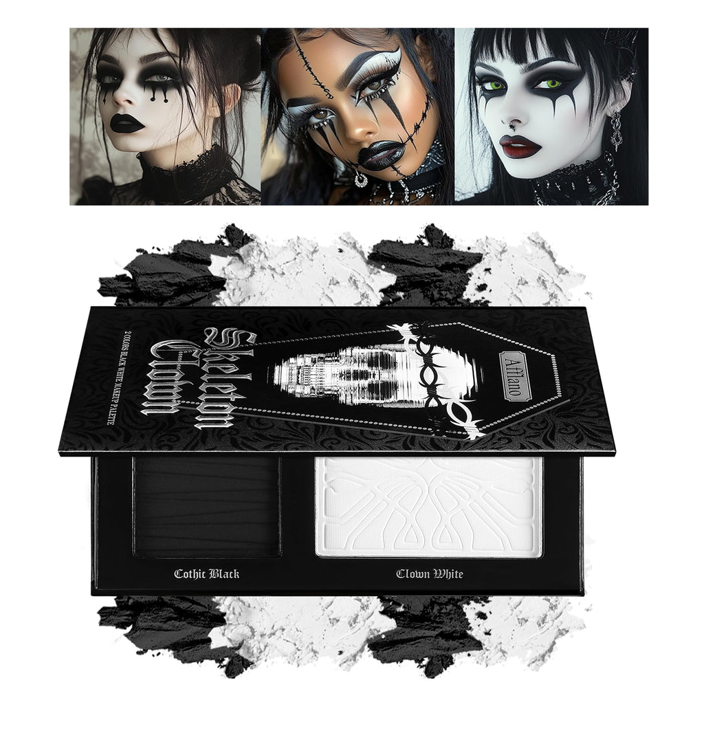 oygcee Black White Makeup Palette – Dual-Tone Matte Eyeshadow & Face Paint for Gothic & Halloween Looks