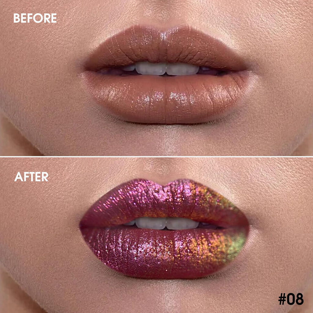 oygcee Chameleon Lipstick Pink Green Shimmer – Hydrating, Waterproof, Long-Lasting, Talc-Free (#8)
