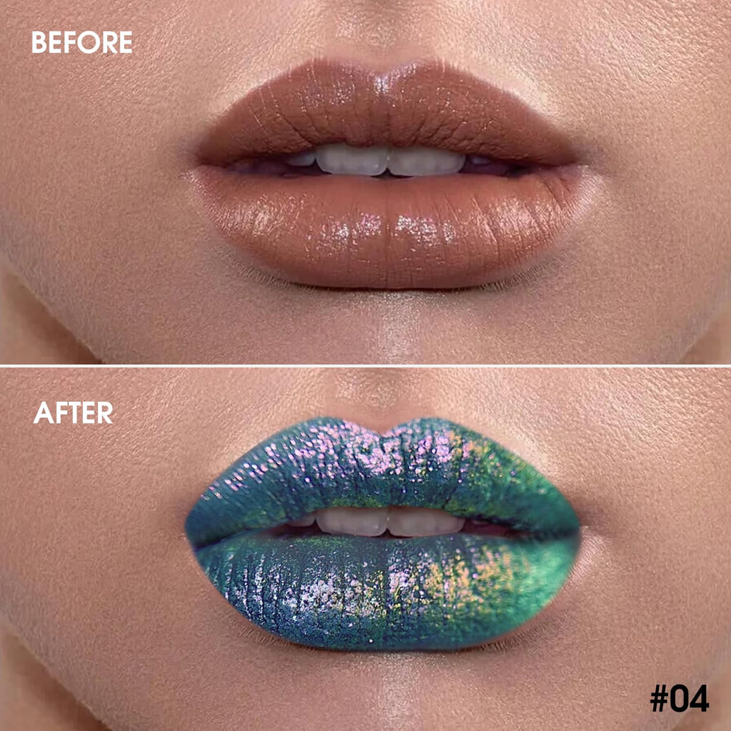 oygcee Chameleon Lip Gloss – Blue-Green Duochrome Shine, Hydrating, Long-Lasting