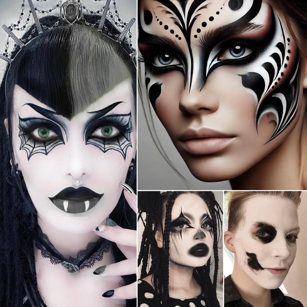 oygcee Black White Makeup Palette – Dual-Tone Matte Eyeshadow & Face Paint for Gothic & Halloween Looks