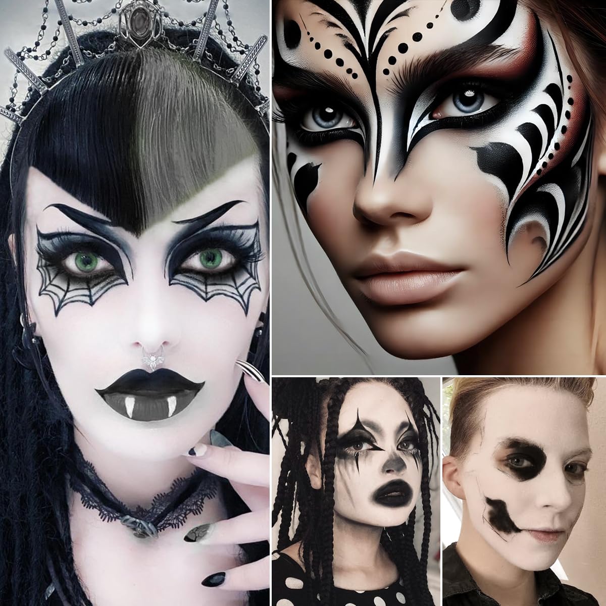 oygcee Black White Makeup Palette – Dual-Tone Matte Eyeshadow & Face Paint for Gothic & Halloween Looks
