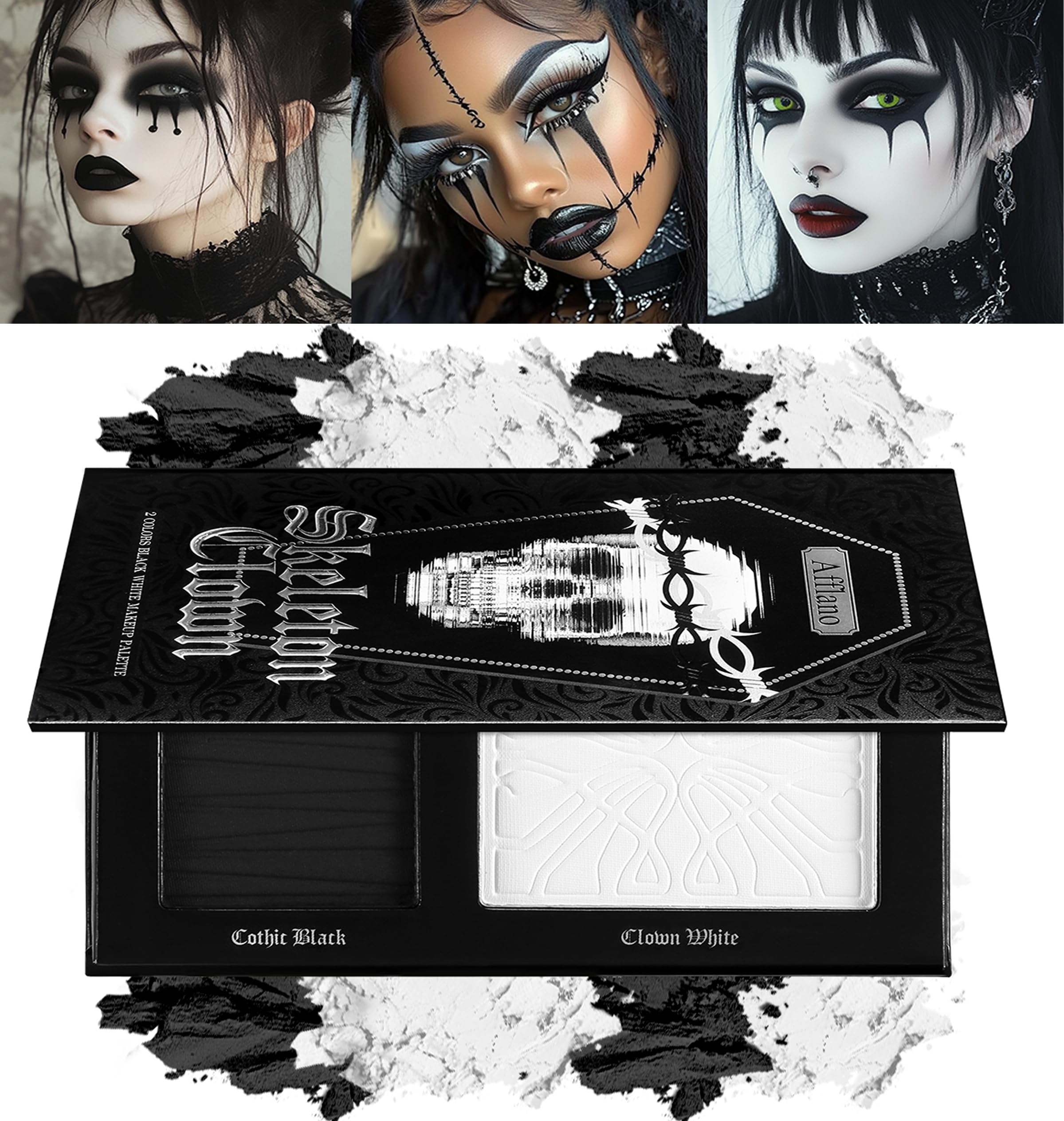 oygcee Black White Makeup Palette – Dual-Tone Matte Eyeshadow & Face Paint for Gothic & Halloween Looks