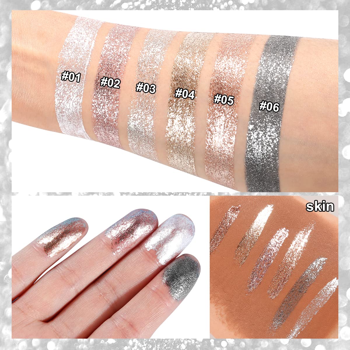 oygcee Glitter Shimmer Liquid Eyeshadow Champagne – Long-Wearing, Quick-Drying, Easy to Apply