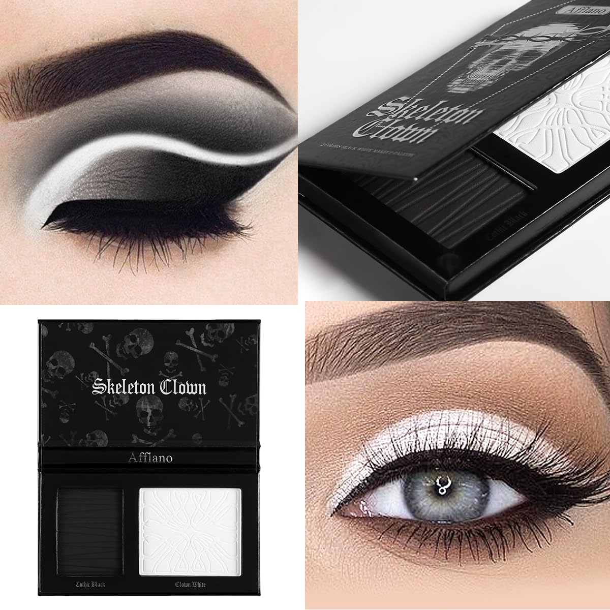 oygcee Black White Makeup Palette – Dual-Tone Matte Eyeshadow & Face Paint for Gothic & Halloween Looks