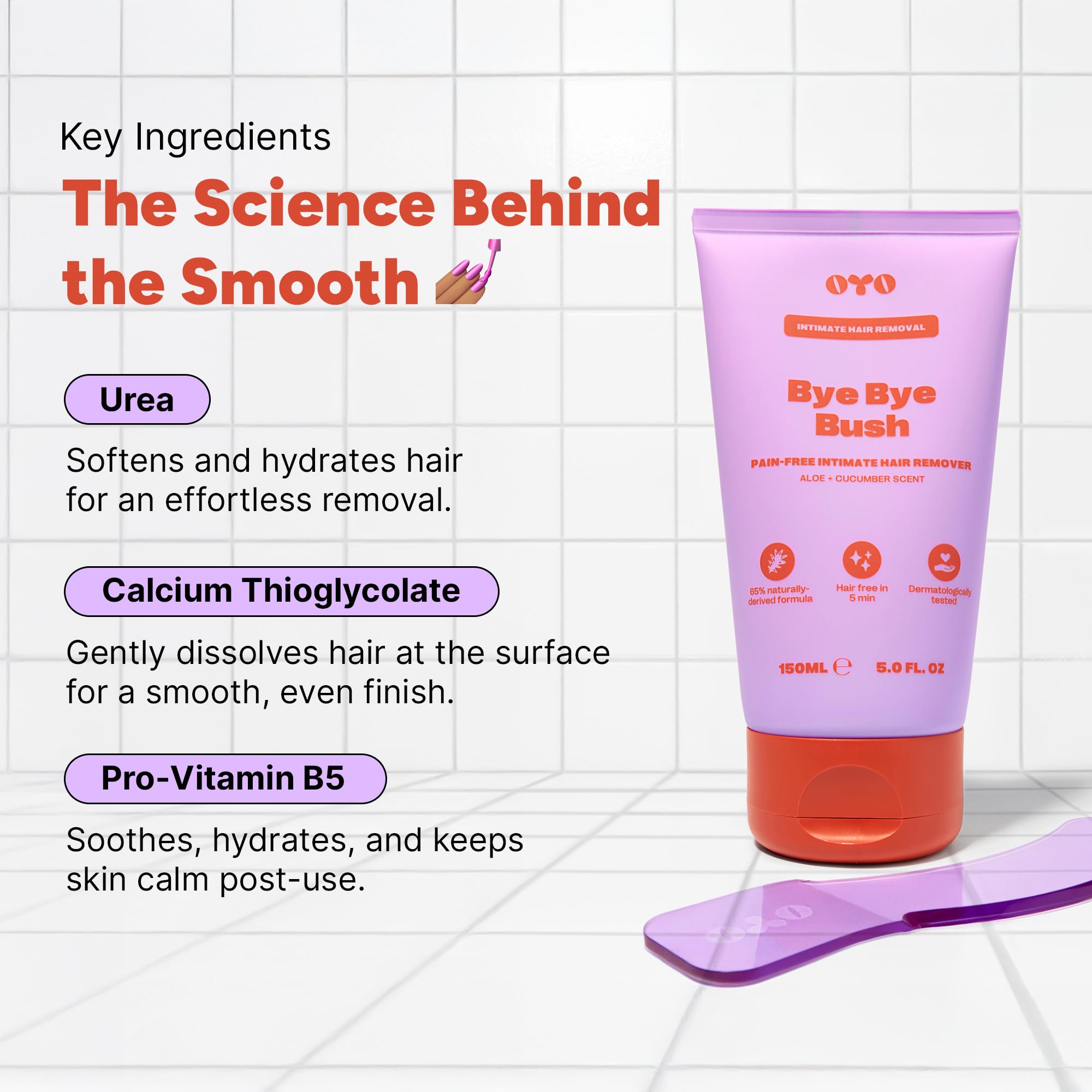 Bye Bye Bush by OYO – Hair Removal Cream for Sensitive Skin (Bikini, Armpits, Inner Thighs) – 5 fl oz