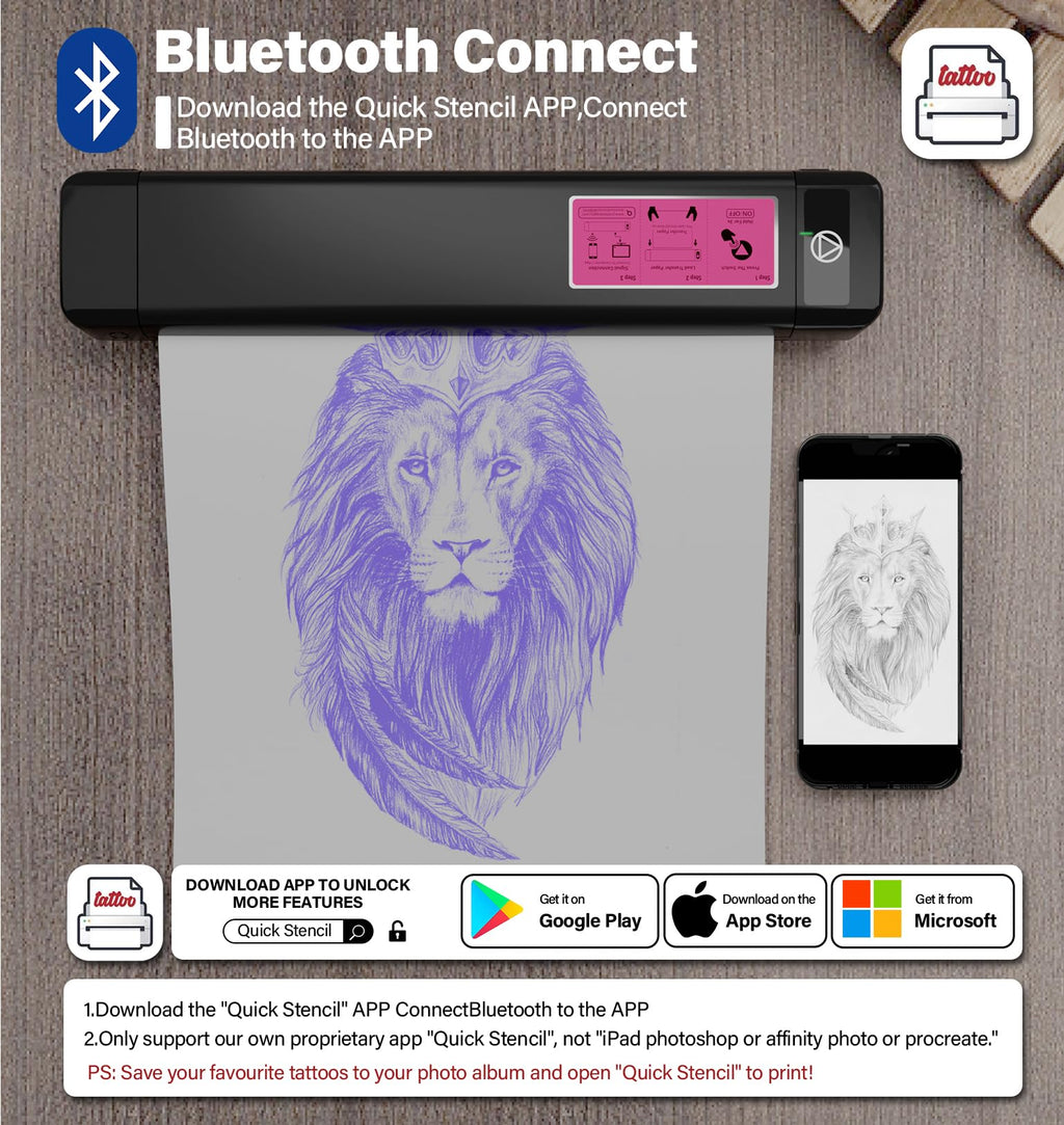 OZER M08Pro Wireless Tattoo Transfer Stencil Printer - Inkless, Portable Thermal Copier