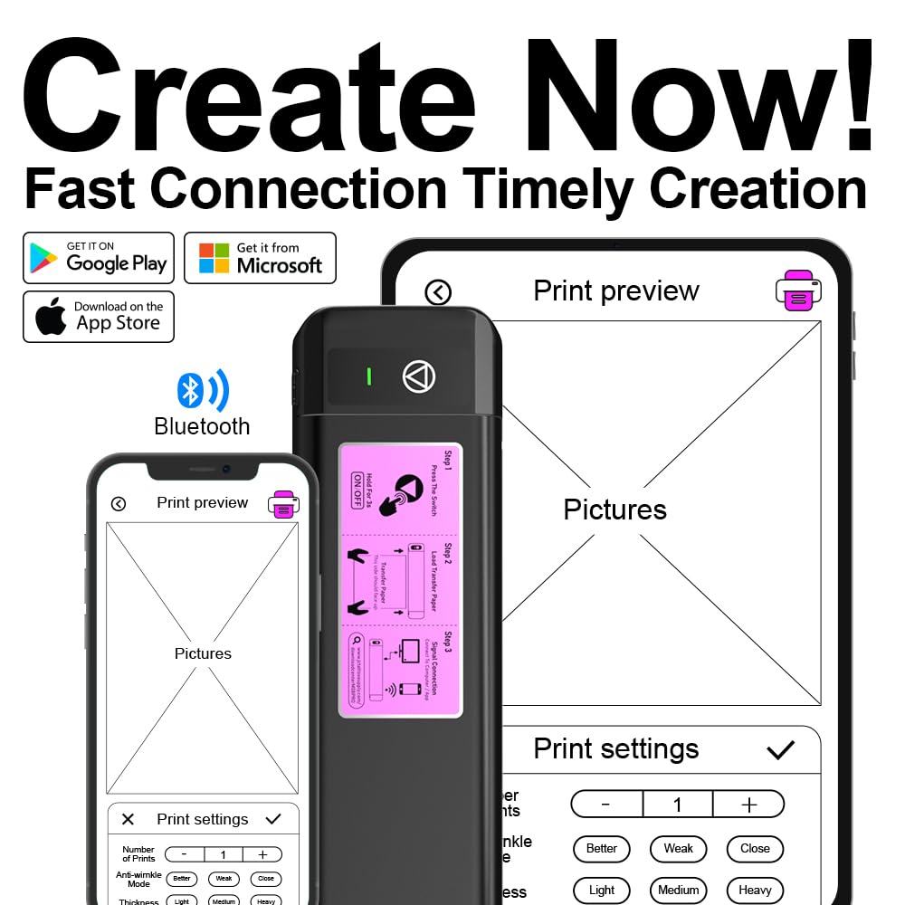 OZER M08Pro Wireless Tattoo Transfer Stencil Printer - Inkless, Portable Thermal Copier