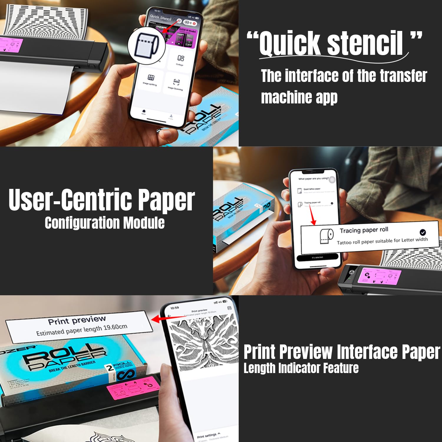 OZER M08Pro Wireless Tattoo Transfer Stencil Printer - Inkless, Portable Thermal Copier