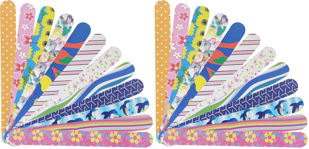 P2P Nails Colorful Double-Sided Nail File Strips – 24 Pack for Manicure & Pedicure