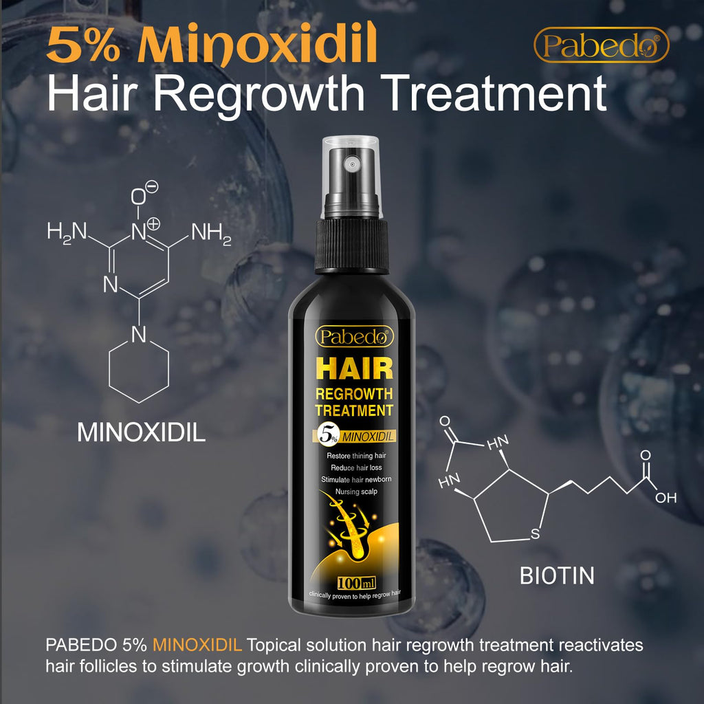 Pabedo 5% Minoxidil Hair Growth Spray for Beard & Hair — 3.38 oz