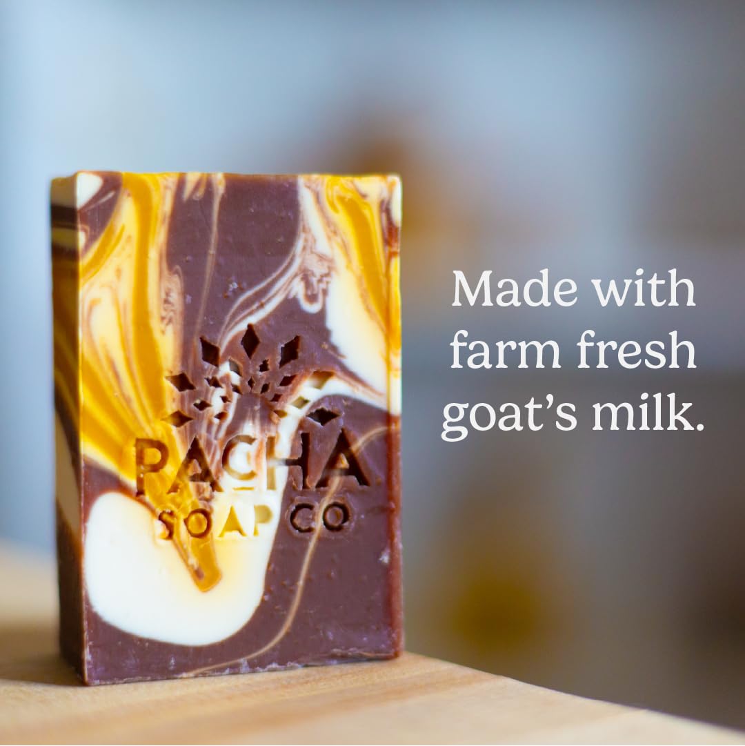 Pacha Soap Co. Almond Goat Milk Bar Soap – 3-Pack, Hydrating All-Natural, USA Made