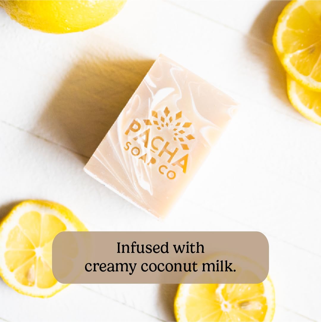 Pacha Soap Co. Earthy Clean Bundle: Coconut Lemon, Dirty Hippie & Clarifying Charcoal (3×4 oz)