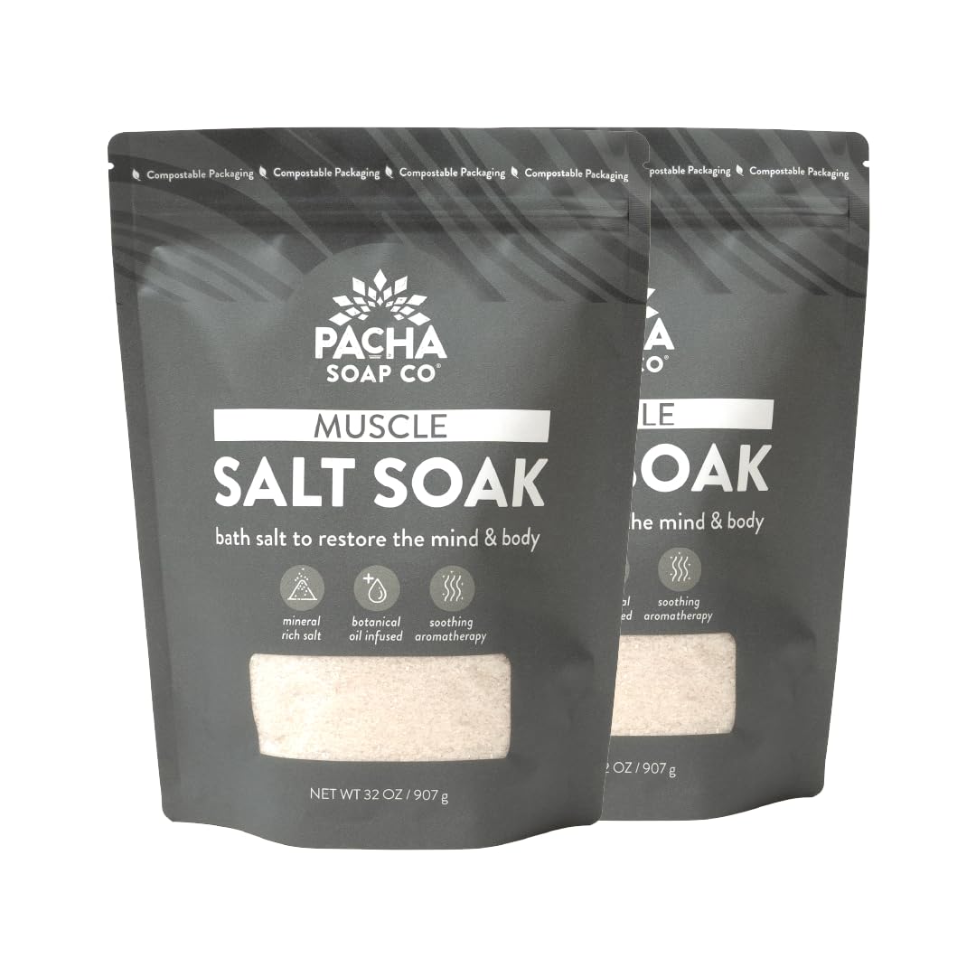 Pacha Soap Co. Muscle Salt Bath Soak – Arnica, Calendula & Peppermint (64 oz, 2-Pack)