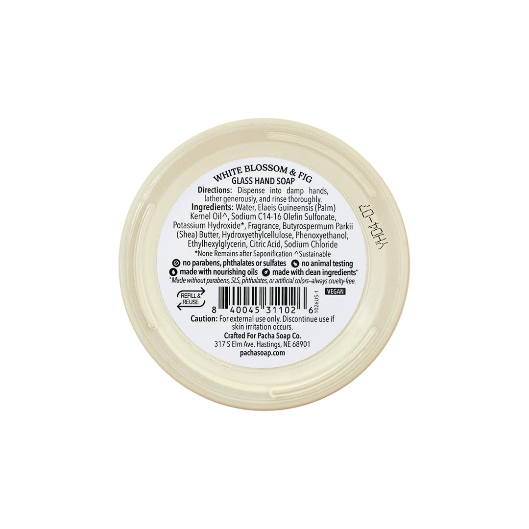 Pacha Soap Co. White Blossom & Fig Liquid Hand Soap – Hydrating, Dye-Free, 2-Pack, Made in USA