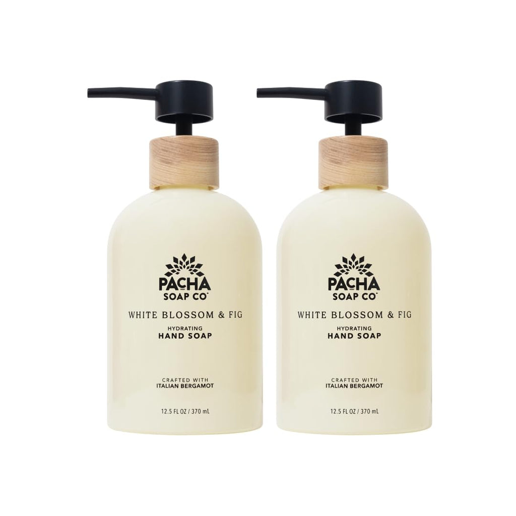 Pacha Soap Co. White Blossom & Fig Liquid Hand Soap – Hydrating, Dye-Free, 2-Pack, Made in USA