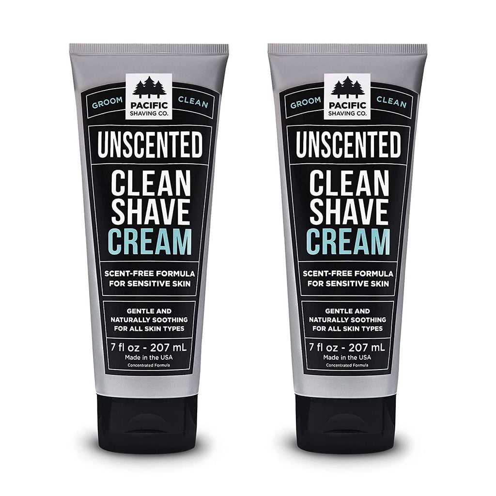 Pacific Shaving Company Clean Shaving Cream – Shea Butter & Vitamin E, Fragrance-Free, 7 oz, 2 Pack