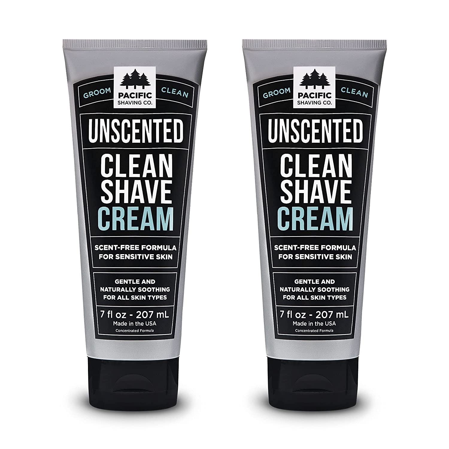 Pacific Shaving Company Clean Shaving Cream – Shea Butter & Vitamin E, Fragrance-Free, 7 oz, 2 Pack