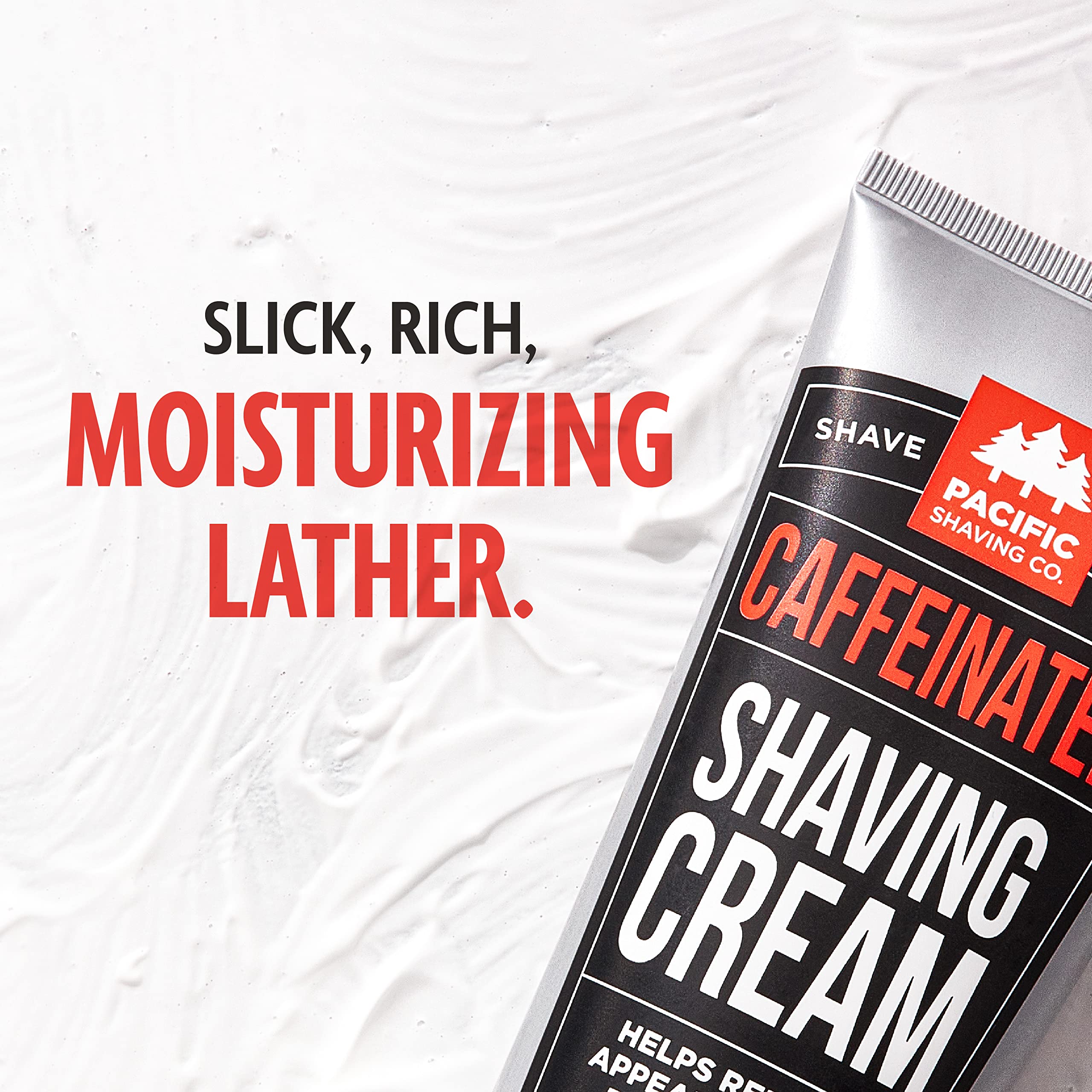 Pacific Shaving Co Caffeinated Shaving Cream – Natural, Paraben-Free, Made in USA (3.4 oz, 3-Pack)