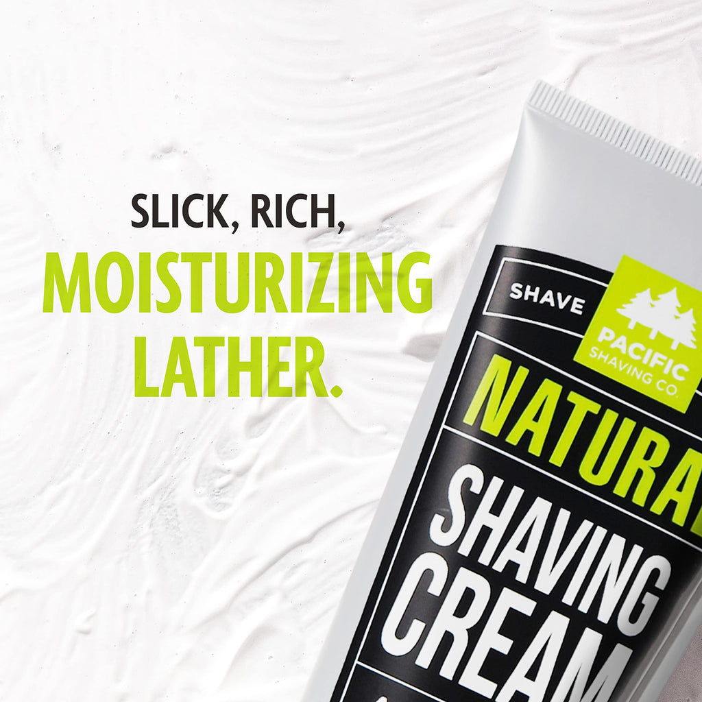 Pacific Shaving Company Natural Shaving Cream — Shea Butter + Vitamin E, Hydrating & Gentle for Sensitive Skin (3 x 3.4 oz)