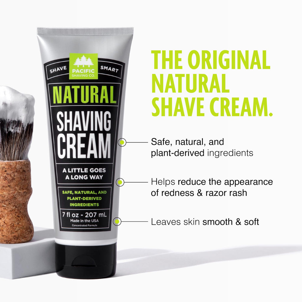 Pacific Shaving Company Natural Shaving Cream with Shea Butter & Vitamin E – Hydrating, Sensitive-Skin Friendly (7 oz, 2 Pack)