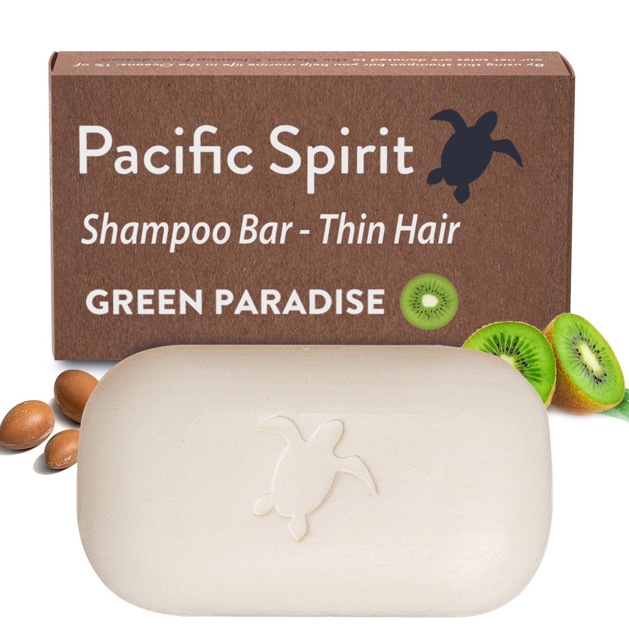 Pacific Spirit Shampoo Bar for Thin Hair with Argan Oil & Kiwi | Gentle Foam, SLS Free, Zero Waste