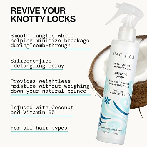 Pacifica Coconut Milk Hair Detangler Spray – Lightweight Leave-In Conditioner