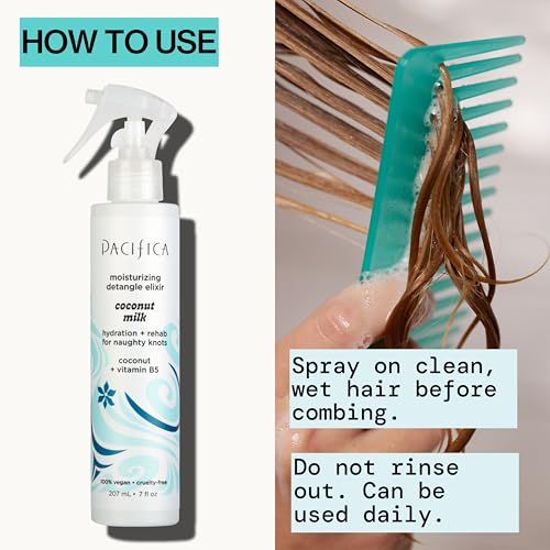 Pacifica Coconut Milk Hair Detangler Spray – Lightweight Leave-In Conditioner