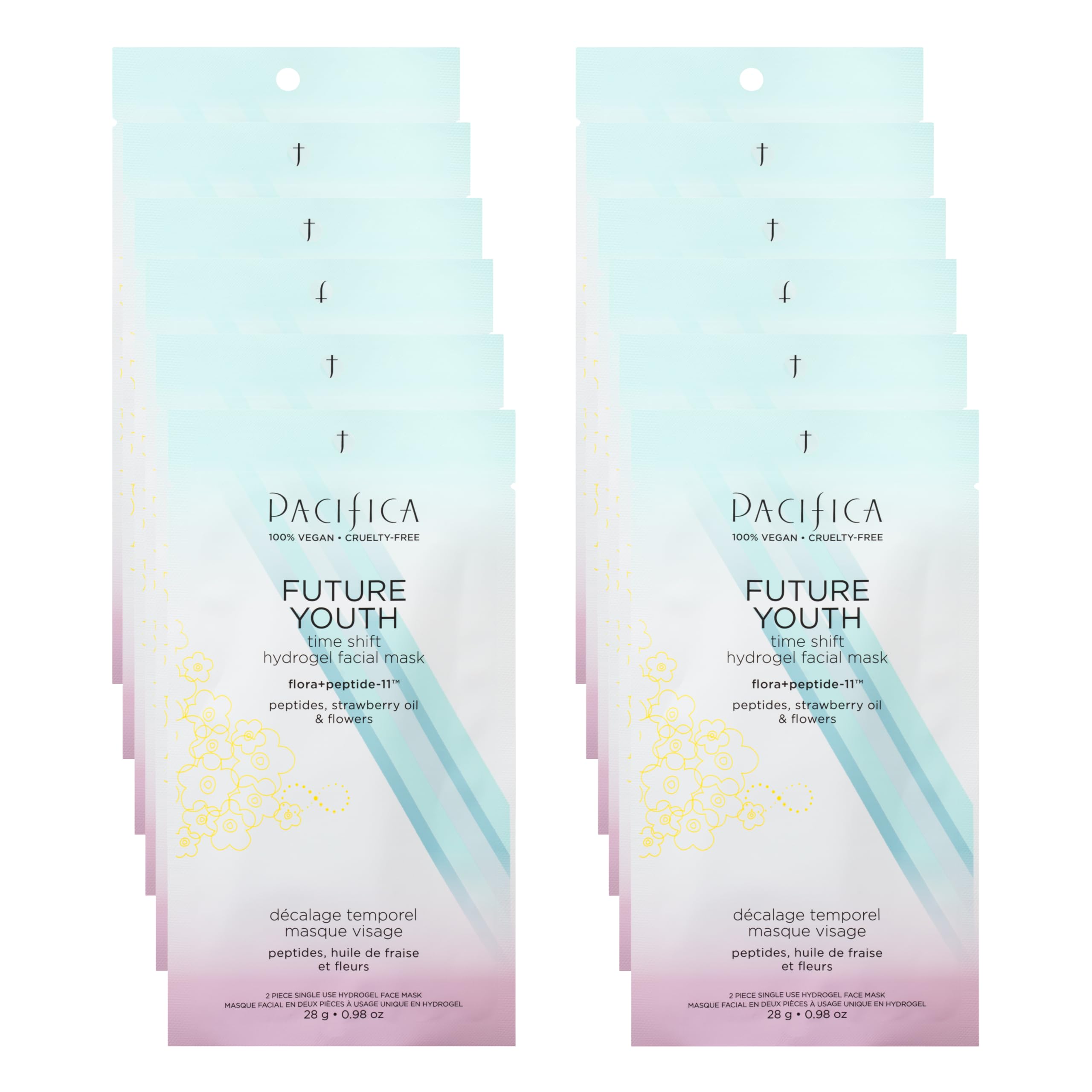 Pacifica Future Youth Time Shift Hydrogel Mask - 12-Pack | Multi-Peptide Hydration & Firming