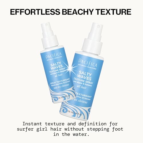 Pacifica Salty Waves Texture Sea Salt Spray | Beachy Hair, Banana Scent, Vegan & Cruelty-Free