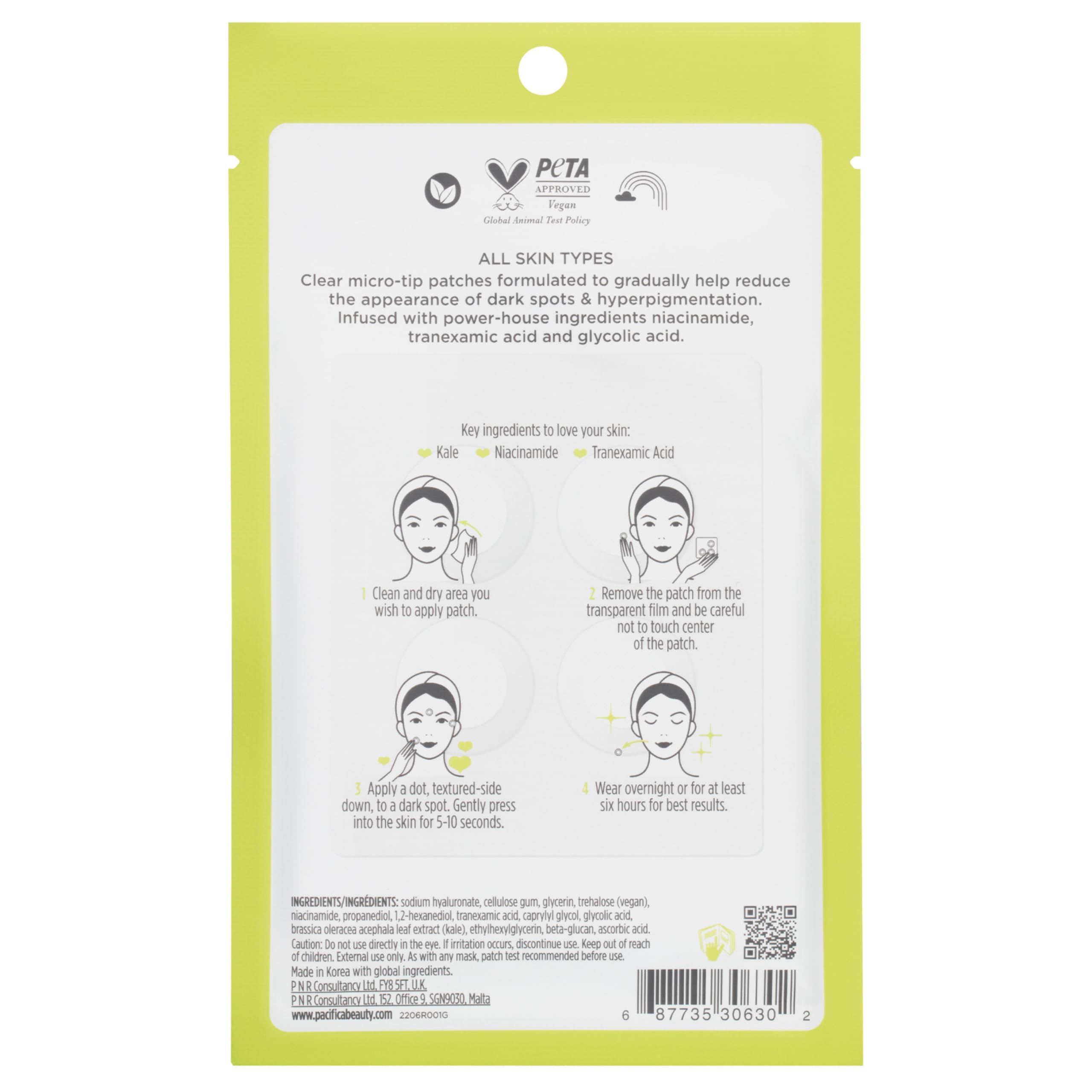 Pacifica Dark Spot Dissolving Micropatches 12-Pack – Niacinamide Tranexamic Kale